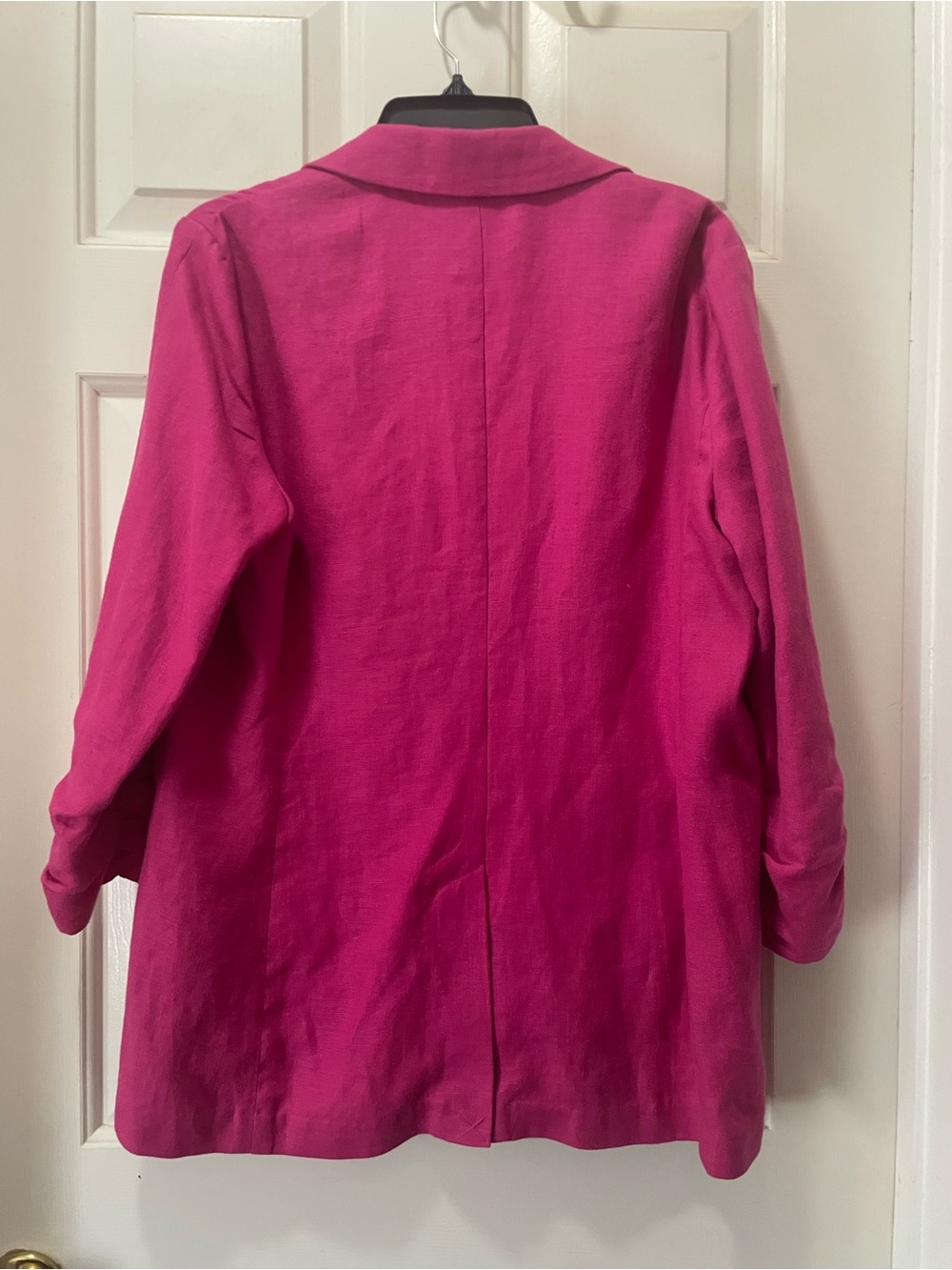 Michael Kors Women’s Fuchsia 3/4 Sleeve Linen Boyfriend Blazer Jacket size 12 - Picture 3 of 9